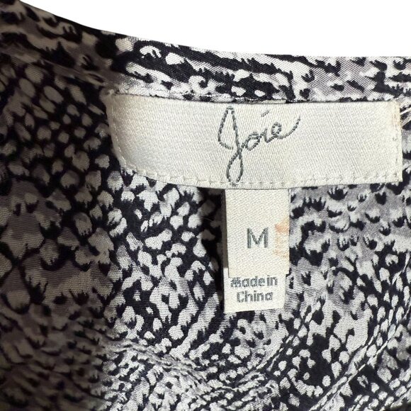Joie 100% Silk Snakeskin Print Python Blouse Top Women's Medium Gray Black - Picture 3 of 10